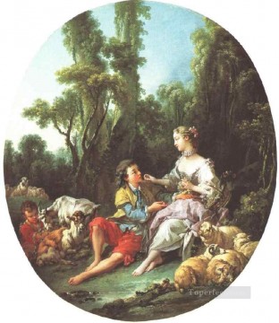  Francois Oil Painting - Are They Thinking About the Grape Francois Boucher classic Rococo